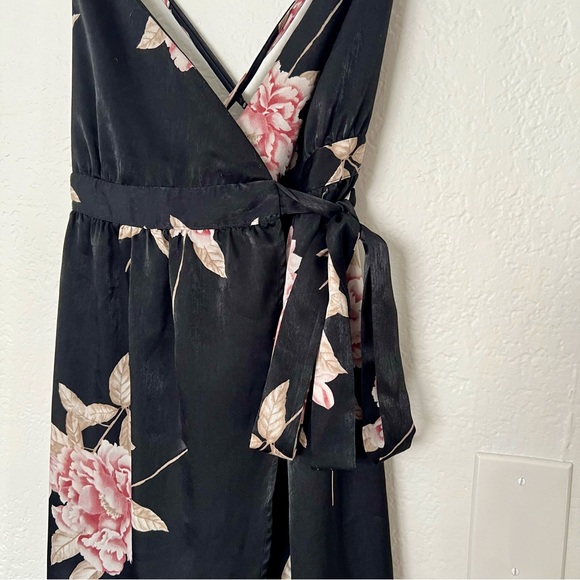 Urban Outfitters Black Floral Pink High Low Wrap Dress, Size XS - Picture 3 of 9